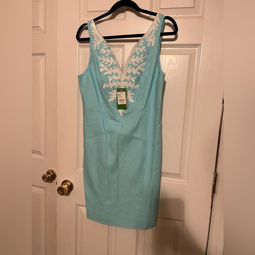 Lilly Pulitzer GABBY SHIFT DRESS Seasalt Blue Embellished